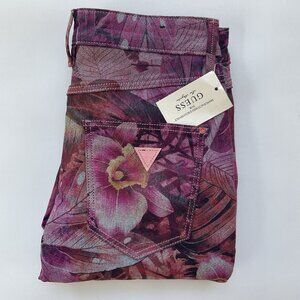 Guess Women’s 1981 High Rise Skinny Jeans Floral Coated Finish Size 26